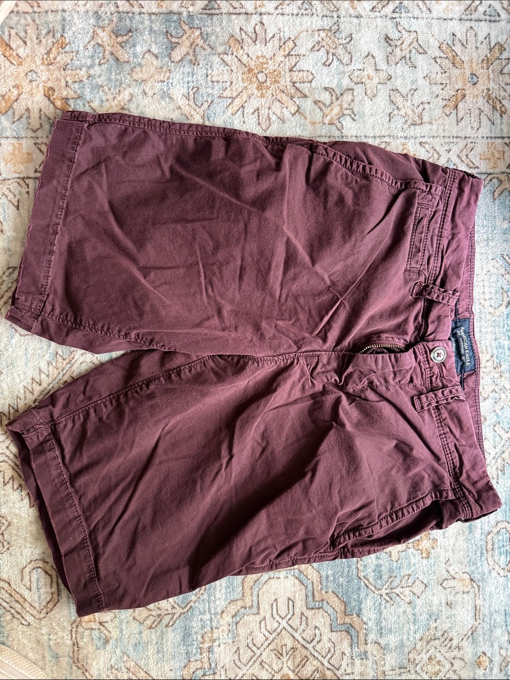 American Eagle Outfitters Men's Burgundy Flat Front Shorts